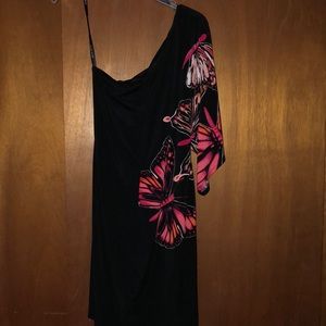 BISOU BISOU one Shoulder Butterfly Dress